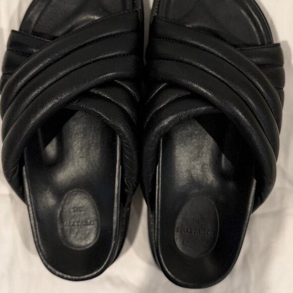 THE BALI TAILOR NWOB Oska Cushioned Leather Criss Cross Slide Sandals Black 7 - Picture 5 of 9